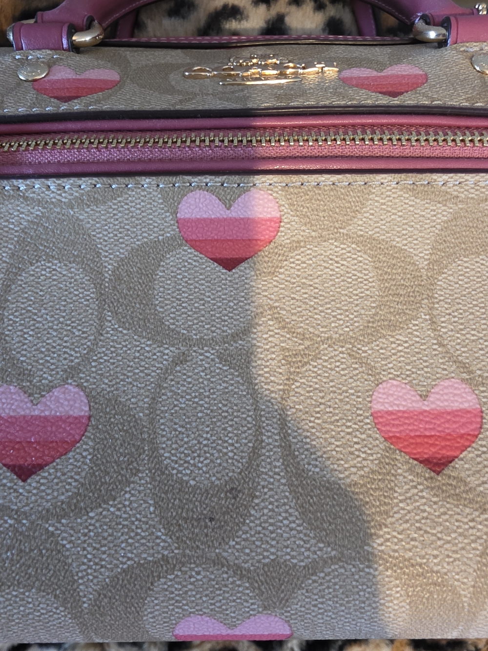 Coach HTF Rowan Pink Heart  Signature Satchel with GOLD Heart Charm - Picture 16 of 16
